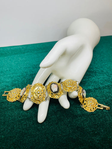 1960’s Black and Gold Foil Opal Bracelet